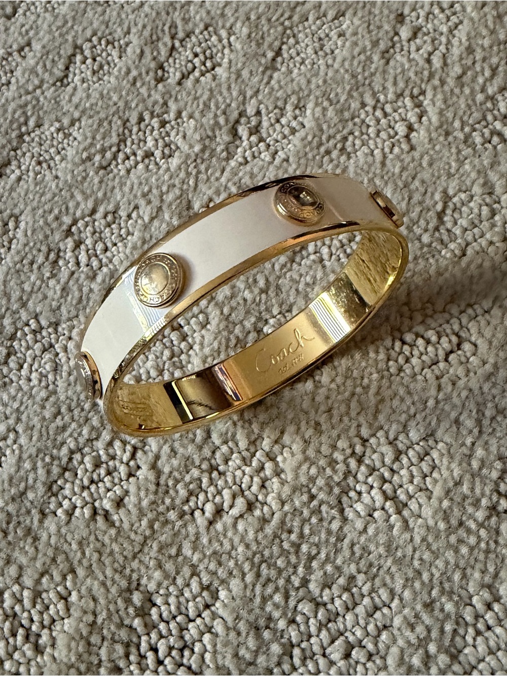 Coach Gold Tone Hinged Bangle Bracelet